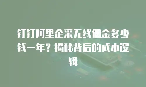 钉钉阿里企采无线佣金多少钱一年？揭秘背后的成本逻辑