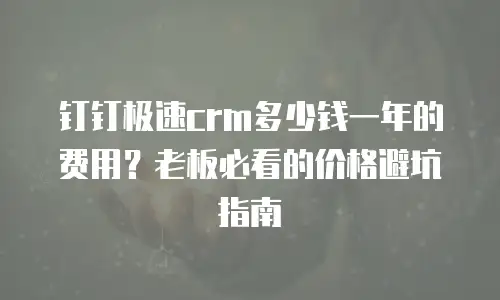 钉钉极速crm多少钱一年的费用？老板必看的价格避坑指南