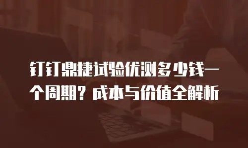 钉钉鼎捷试验优测多少钱一个周期？成本与价值全解析