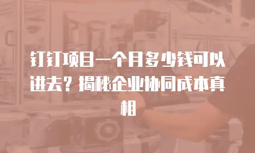 钉钉项目一个月多少钱可以进去？揭秘企业协同成本真相