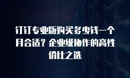 钉钉专业版购买多少钱一个月合适？企业级协作的高性价比之选