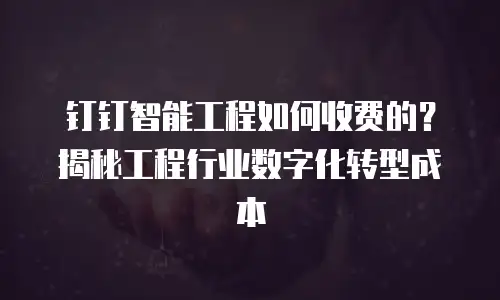 钉钉智能工程如何收费的？揭秘工程行业数字化转型成本