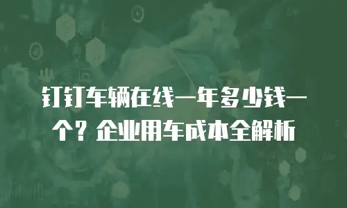 钉钉车辆在线一年多少钱一个？企业用车成本全解析