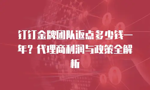 钉钉金牌团队返点多少钱一年？代理商利润与政策全解析