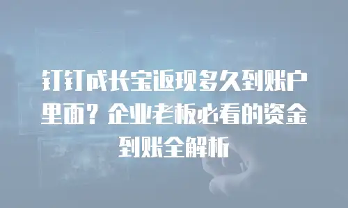 钉钉成长宝返现多久到账户里面？企业老板必看的资金到账全解析