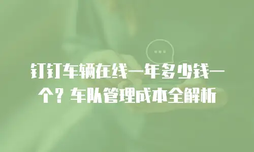 钉钉车辆在线一年多少钱一个？车队管理成本全解析