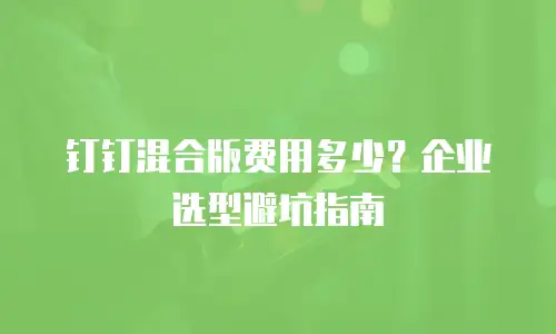 钉钉混合版费用多少？企业选型避坑指南