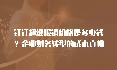 钉钉超级报销价格是多少钱？企业财务转型的成本真相