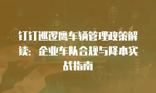 钉钉巡逻鹰车辆管理政策解读：企业车队合规与降本实战指南