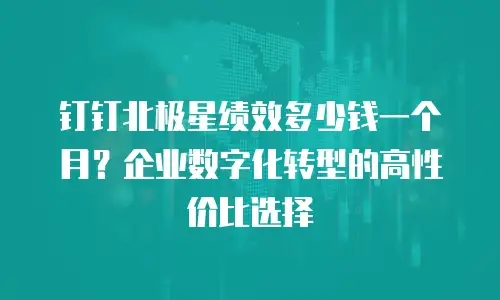 钉钉北极星绩效多少钱一个月？企业数字化转型的高性价比选择