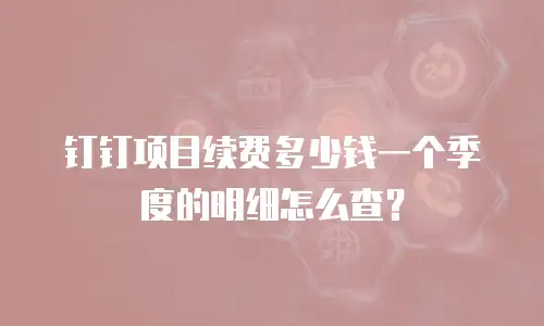 钉钉项目续费多少钱一个季度的明细怎么查？