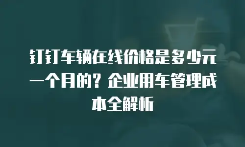 钉钉车辆在线价格是多少元一个月的？企业用车管理成本全解析