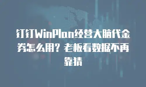 钉钉WinPlan经营大脑代金券怎么用？老板看数据不再靠猜