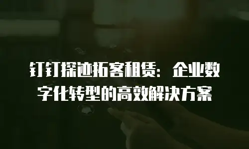 钉钉探迹拓客租赁：企业数字化转型的高效解决方案