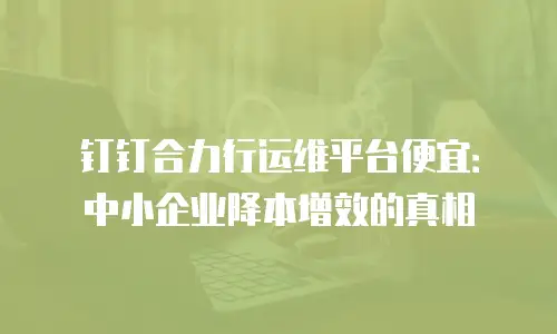 钉钉合力行运维平台便宜：中小企业降本增效的真相