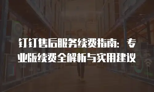 钉钉售后服务续费指南：专业版续费全解析与实用建议