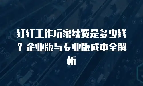 钉钉工作玩家续费是多少钱？企业版与专业版成本全解析