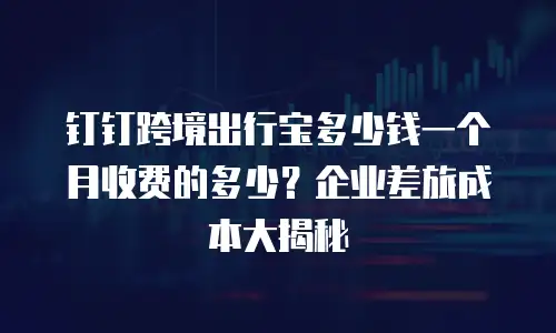 钉钉跨境出行宝多少钱一个月收费的多少？企业差旅成本大揭秘