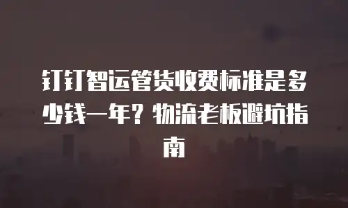 钉钉智运管货收费标准是多少钱一年？物流老板避坑指南