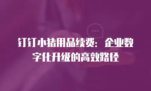 钉钉小猪用品续费：企业数字化升级的高效路径