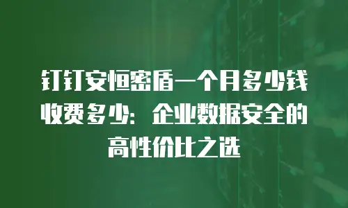 钉钉安恒密盾一个月多少钱收费多少：企业数据安全的高性价比之选