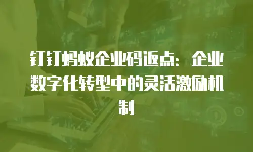 钉钉蚂蚁企业码返点：企业数字化转型中的灵活激励机制