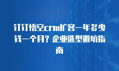 钉钉悟空crm扩容一年多少钱一个月？企业选型避坑指南