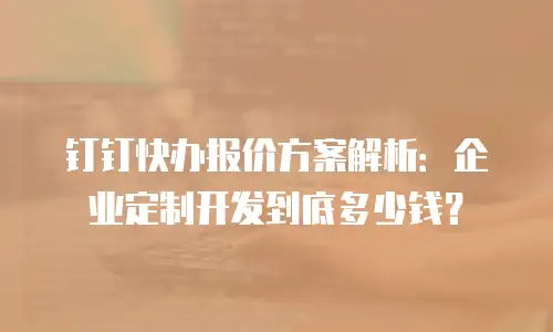 钉钉快办报价方案解析：企业定制开发到底多少钱？