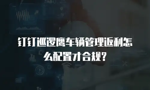 钉钉巡逻鹰车辆管理返利怎么配置才合规？