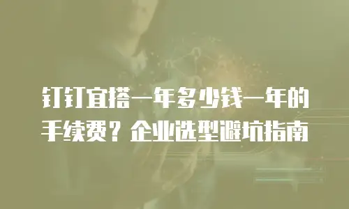 钉钉宜搭一年多少钱一年的手续费？企业选型避坑指南