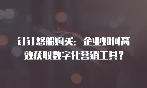 钉钉悠船购买：企业如何高效获取数字化营销工具？