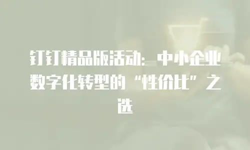钉钉精品版活动：中小企业数字化转型的&ldquo;性价比&rdquo;之选
