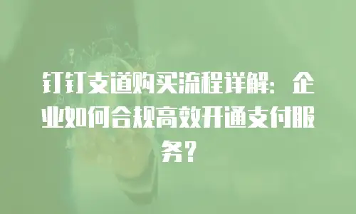 钉钉支道购买流程详解：企业如何合规高效开通支付服务？