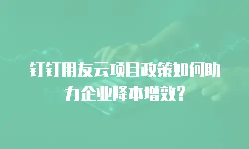 钉钉用友云项目政策如何助力企业降本增效？