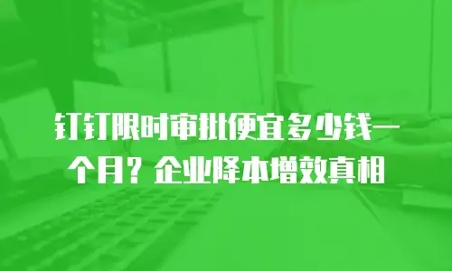 钉钉限时审批便宜多少钱一个月？企业降本增效真相