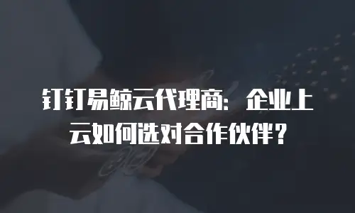 钉钉易鲸云代理商：企业上云如何选对合作伙伴？