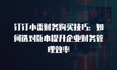 钉钉小番财务购买技巧：如何选对版本提升企业财务管理效率