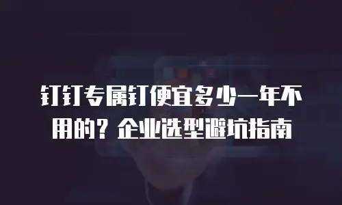 钉钉专属钉便宜多少一年不用的？企业选型避坑指南