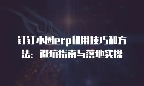 钉钉小圈erp租用技巧和方法：避坑指南与落地实操