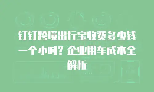 钉钉跨境出行宝收费多少钱一个小时？企业用车成本全解析
