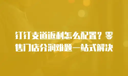 钉钉支道返利怎么配置？零售门店分润难题一站式解决