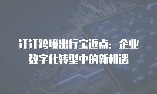 钉钉跨境出行宝返点：企业数字化转型中的新机遇