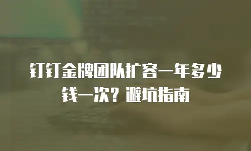 钉钉金牌团队扩容一年多少钱一次？避坑指南