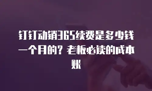 钉钉动销365续费是多少钱一个月的？老板必读的成本账