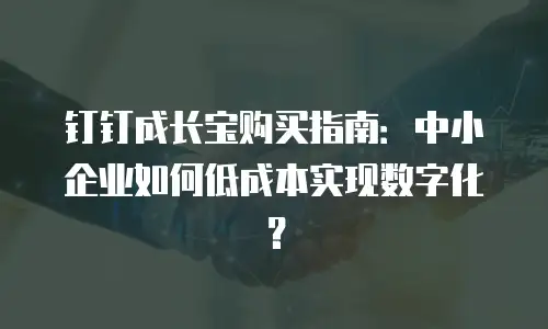 钉钉成长宝购买指南：中小企业如何低成本实现数字化？