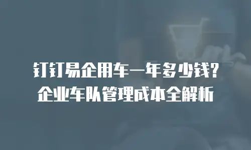 钉钉易企用车一年多少钱？企业车队管理成本全解析