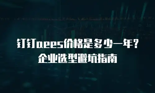 钉钉aees价格是多少一年？企业选型避坑指南