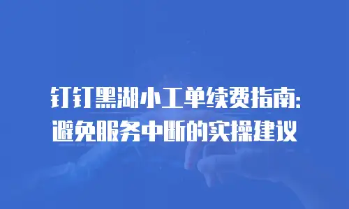 钉钉黑湖小工单续费指南：避免服务中断的实操建议