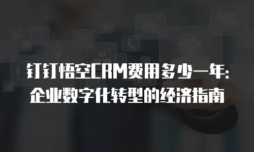钉钉悟空CRM费用多少一年：企业数字化转型的经济指南