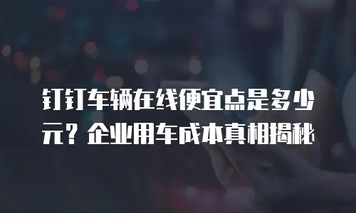 钉钉车辆在线便宜点是多少元？企业用车成本真相揭秘